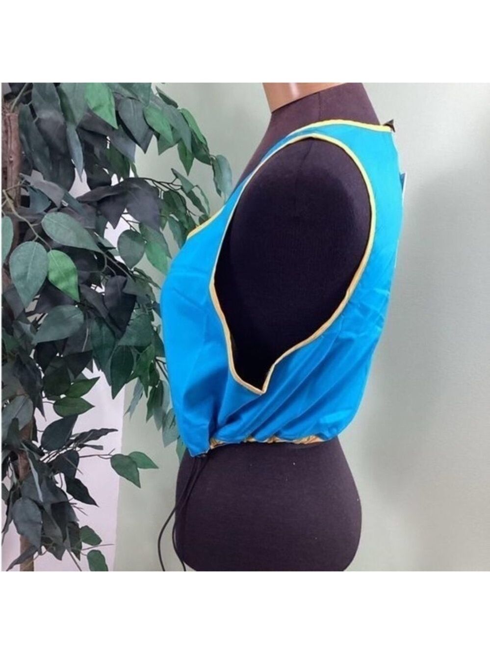PSK Collective Blue Gold Colorblock Scoopneck Bra Top Drawstring Hem XXL NWT - Picture 4 of 14